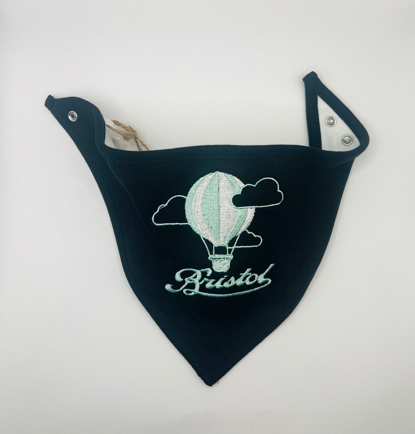 BORN IN BRISTOL HOT AIR BALLOON EMBROIDERED BIB