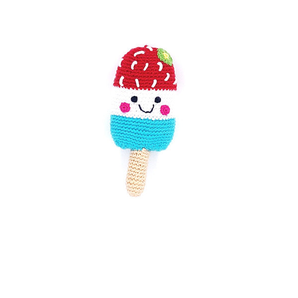 Friendly ice lolly rattle – red