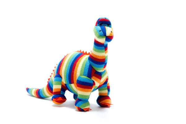 BEST YEARS DIPLODOCUS KNITTED DINOSAUR SOFT TOY BOLD STRIPE