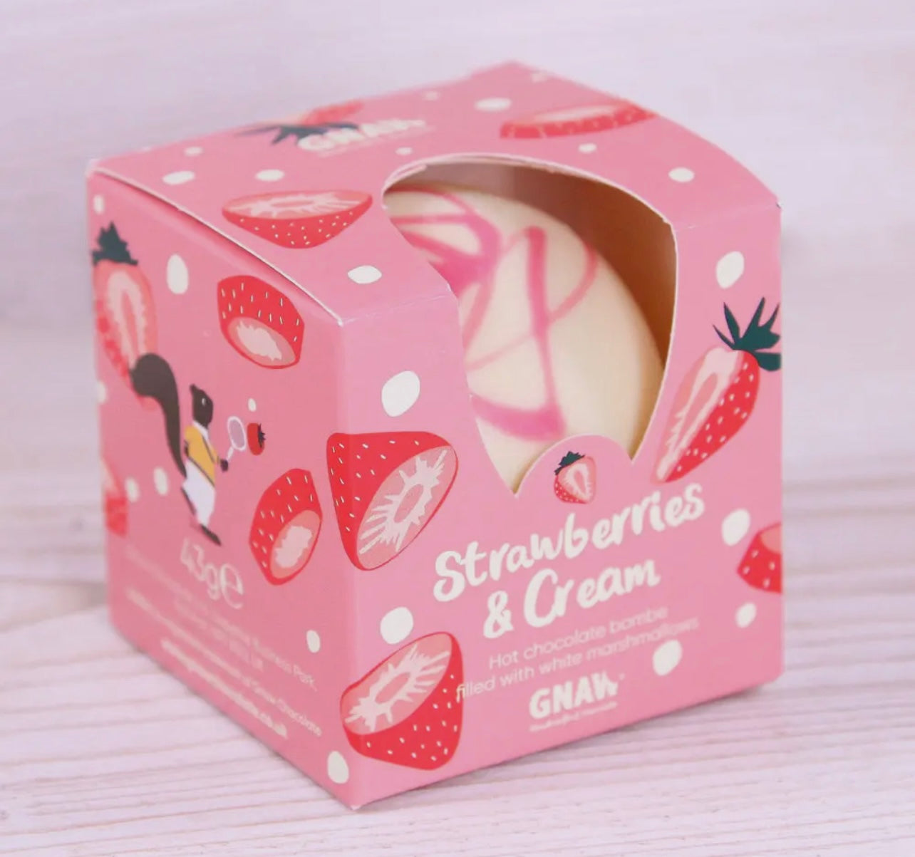 Gnaw Strawberries and Cream White Hot Chocolate Bomb