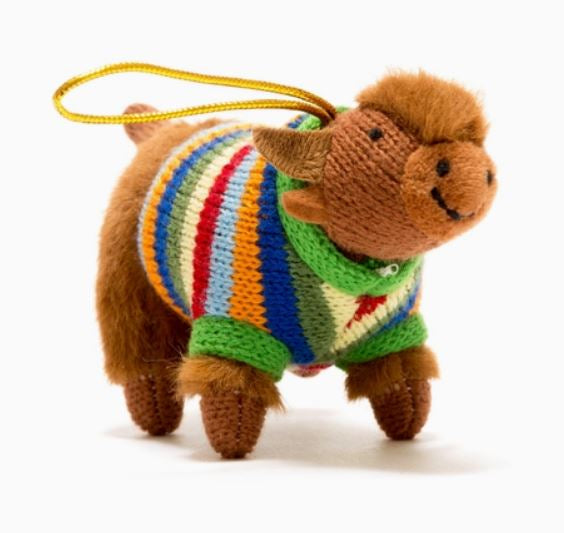 KNITTED HIGHLAND COW HANGING DECORATION