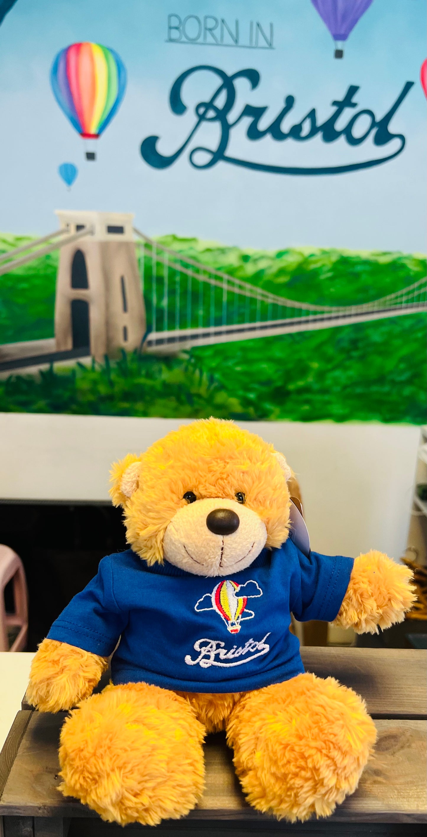 BRISTOL KEEPSAKE BONNIE BEAR WITH HOT AIR BALLOON BLUE T-SHIRT