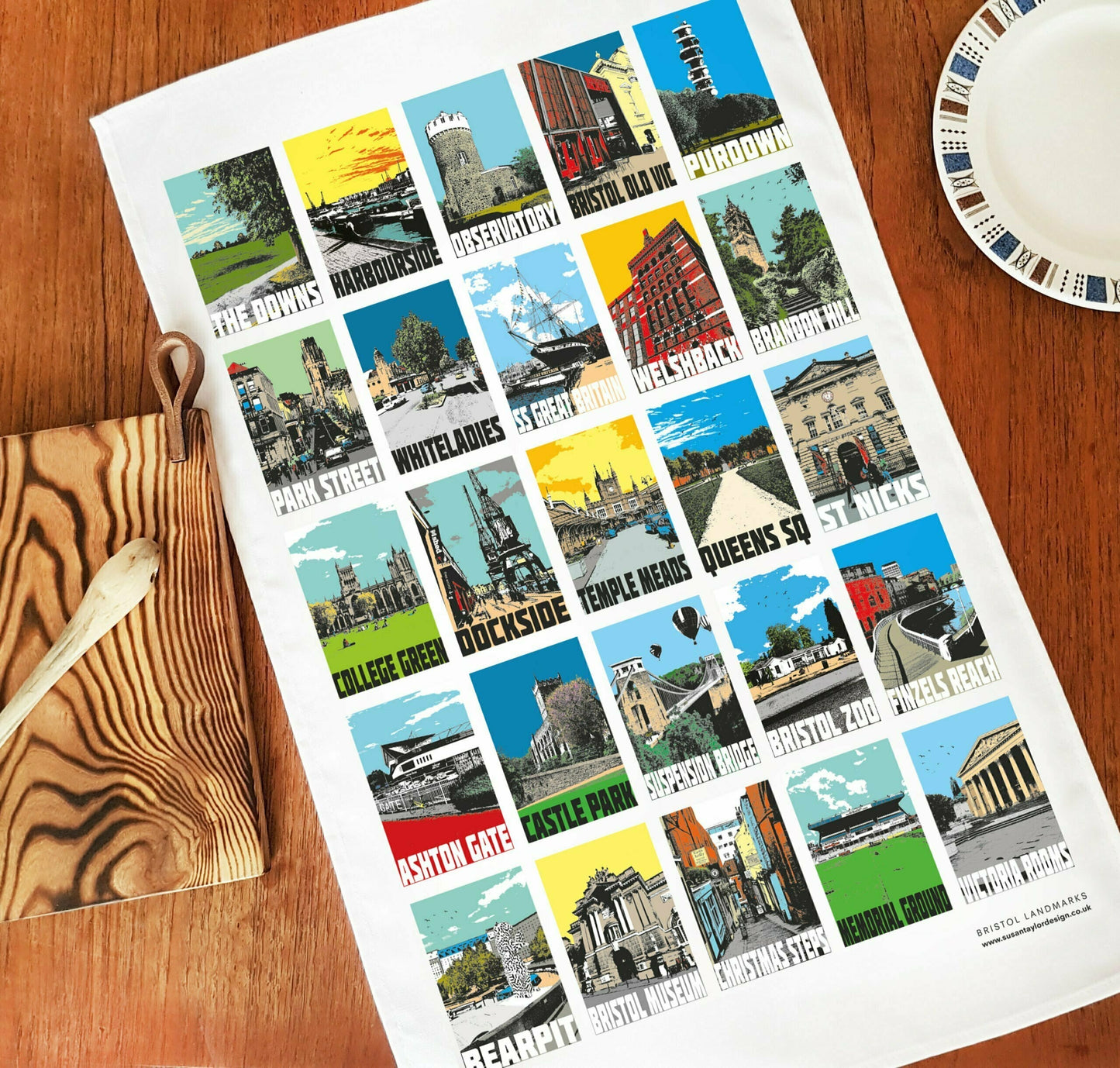 Bristol Landmarks tea towel