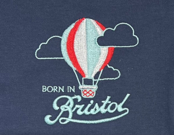 Born In Bristol Navy Hot Air Balloon Bodysuit