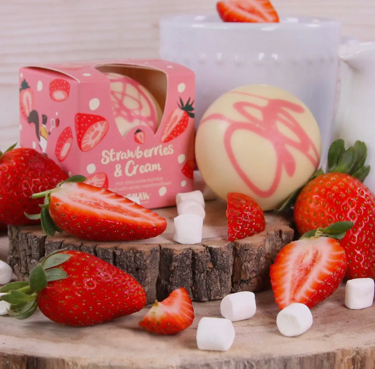 Gnaw Strawberries and Cream White Hot Chocolate Bomb