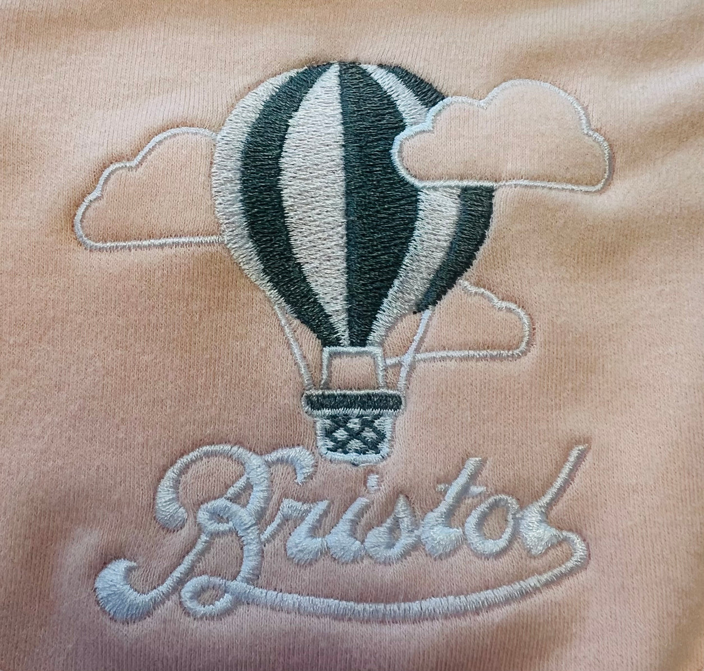 BORN IN BRISTOL PINK HOT AIR BALLOON EMBROIDERED BIB