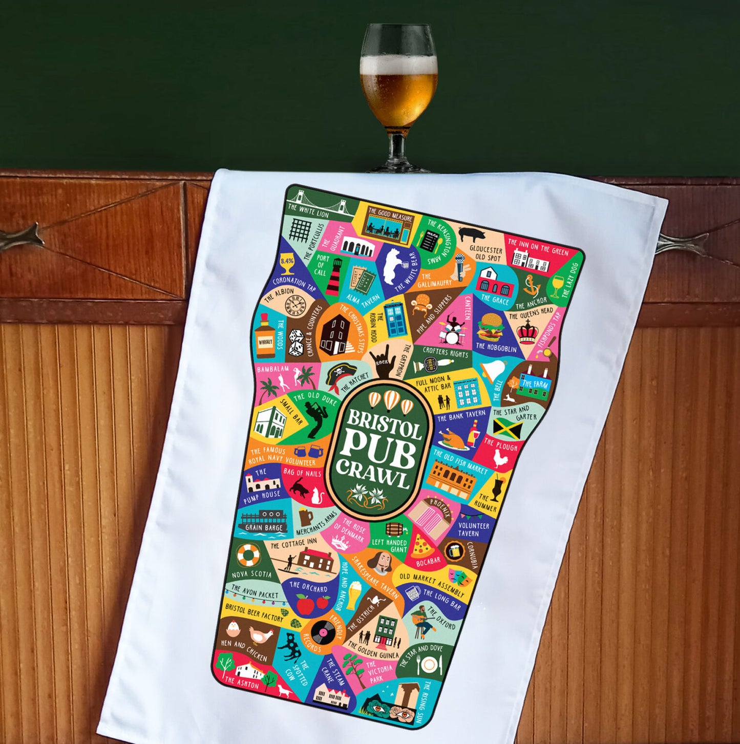 Bristol Pub Crawl Tea Towel