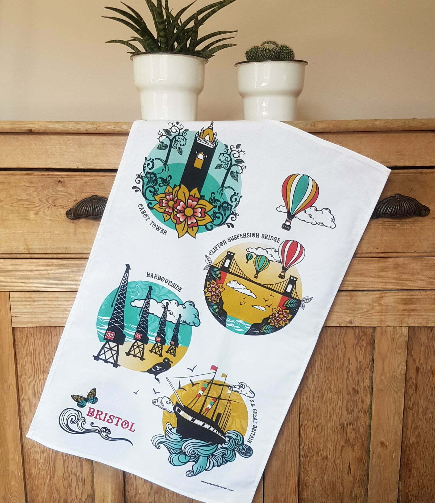 Bristol tea towel – circles design