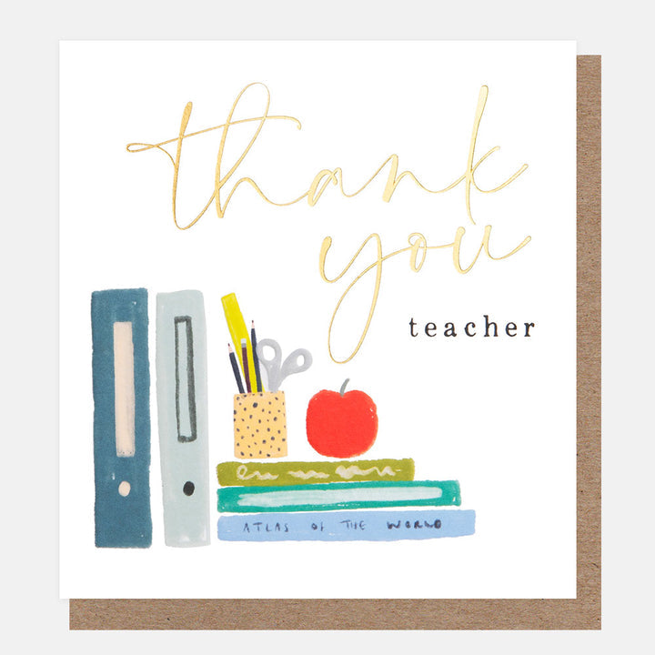 Books & Apple Thank You Teacher Card