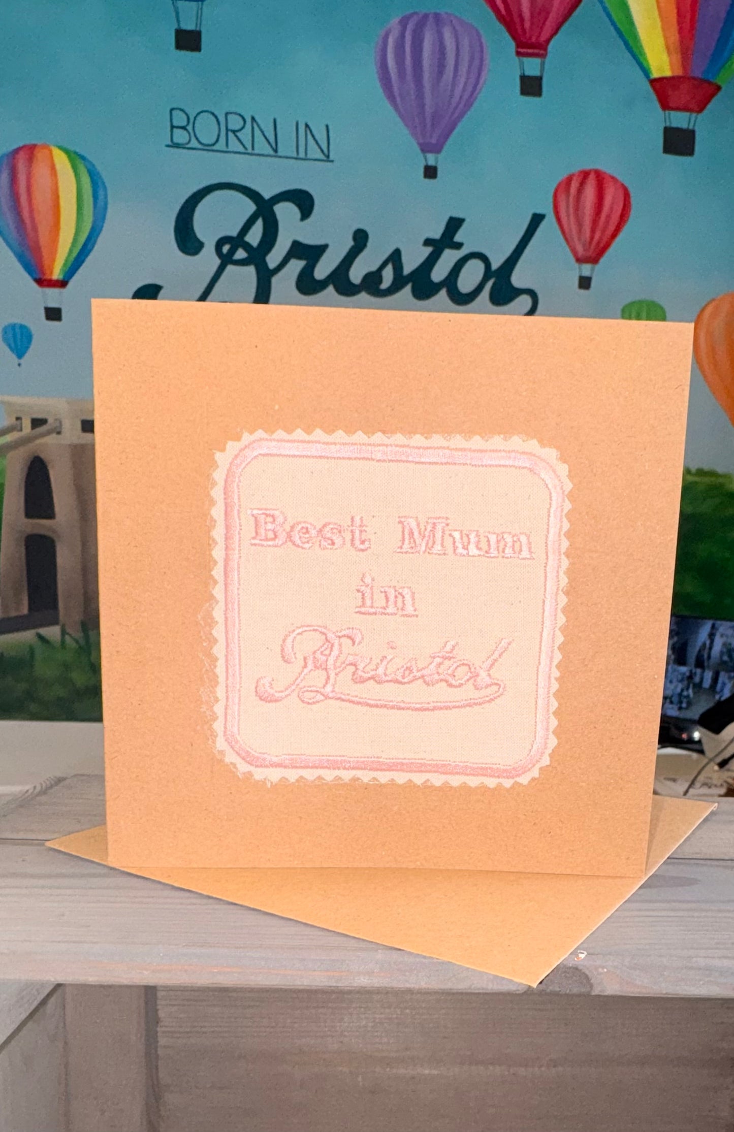Bristol scroll Best mum in Bristol embroidered card