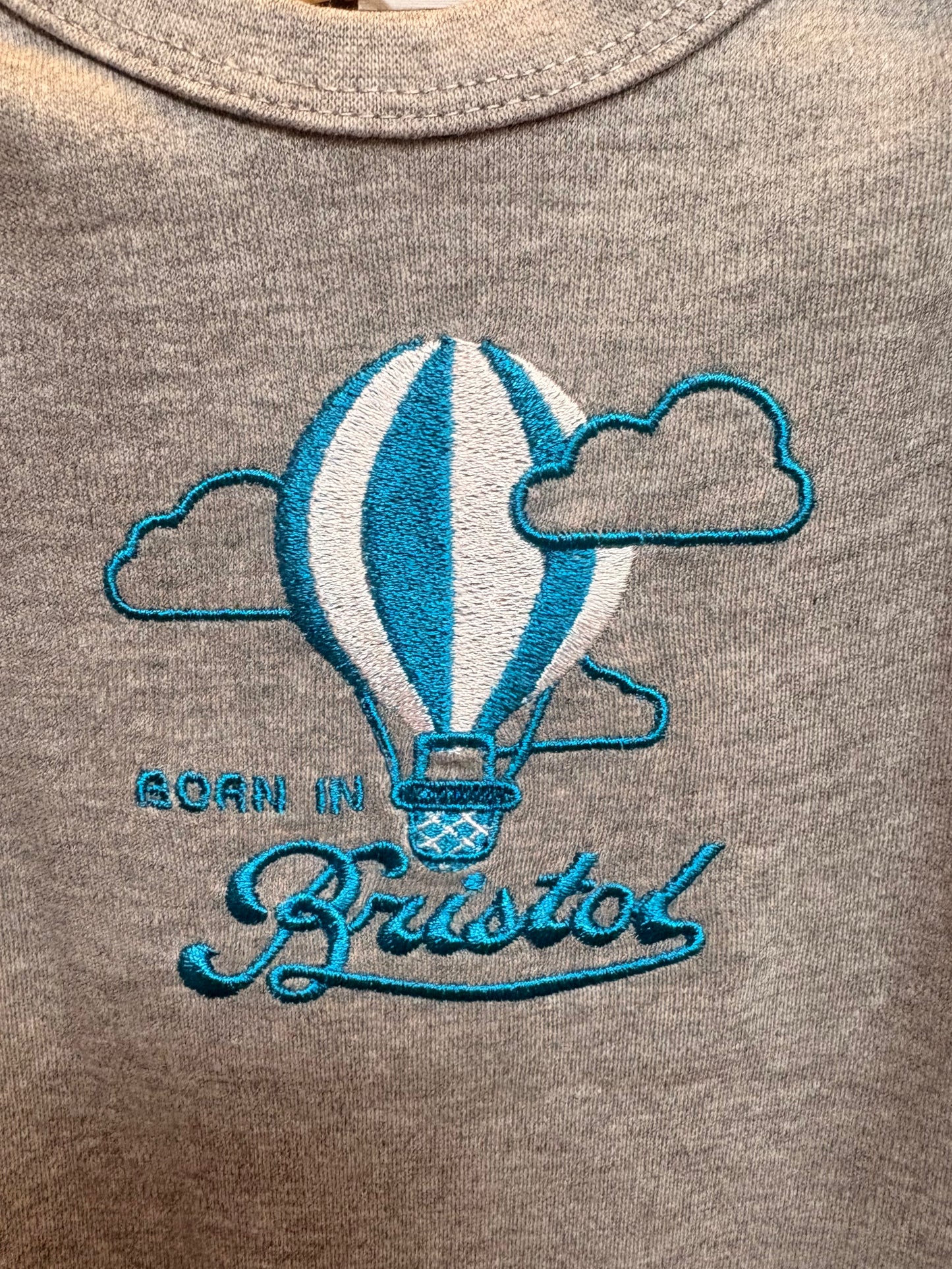 Born in Bristol Grey Hot Air Balloon Bodysuit