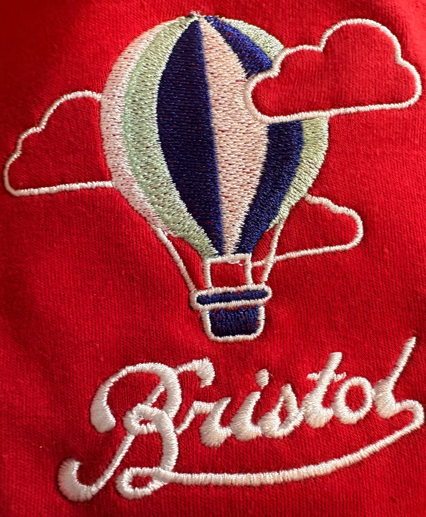 BORN IN BRISTOL HOT AIR BALLOON EMBROIDERED BIB