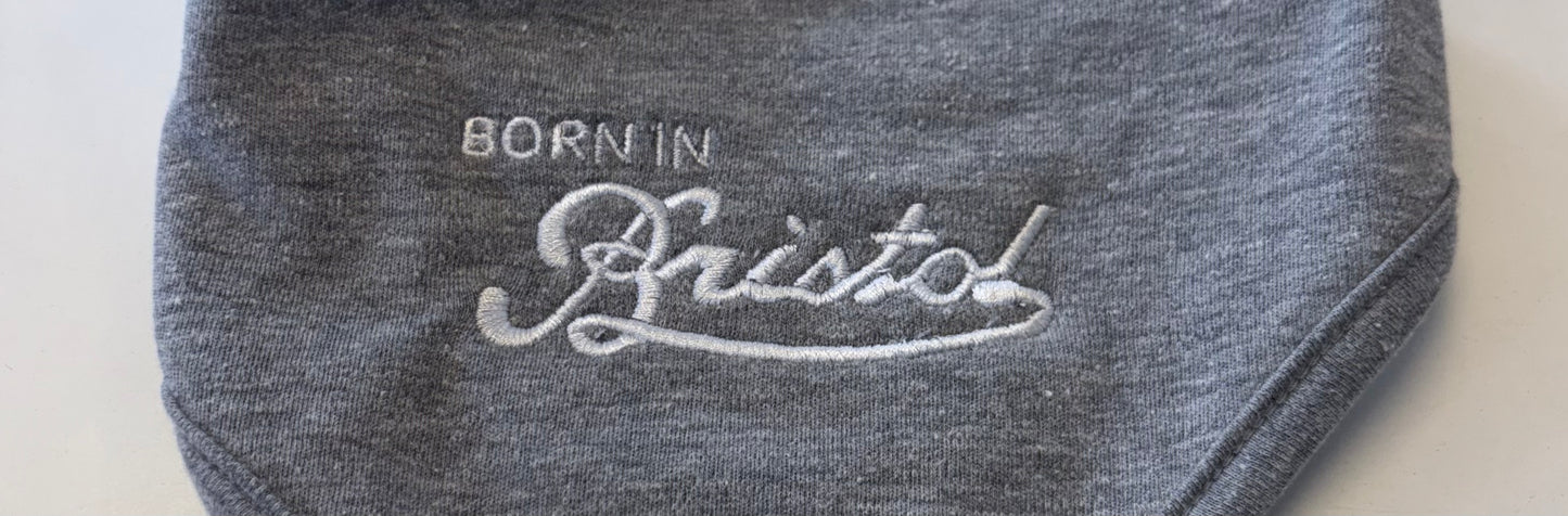 BORN IN BRISTOL EMBROIDERED BANDANA BIB