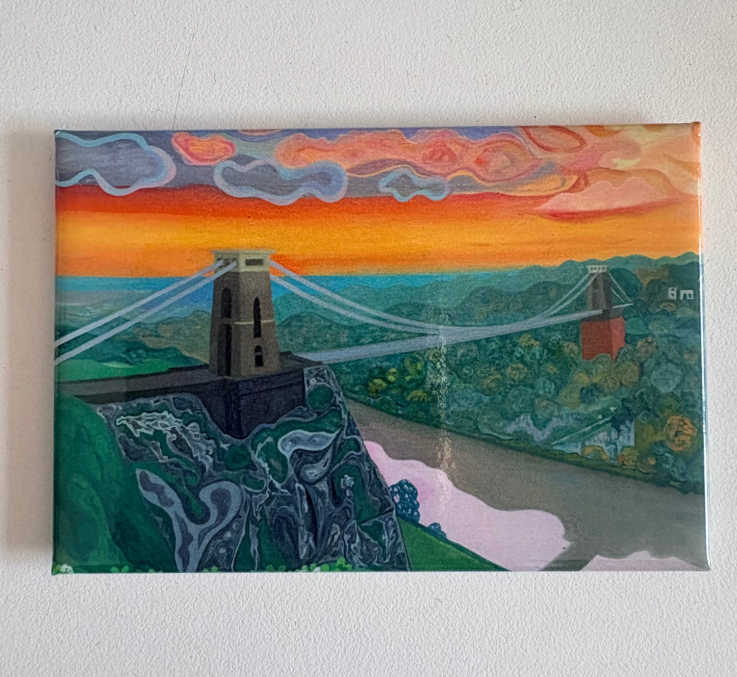 Duncan Knox Sunset Suspension Bridge (Fridge Magnet)