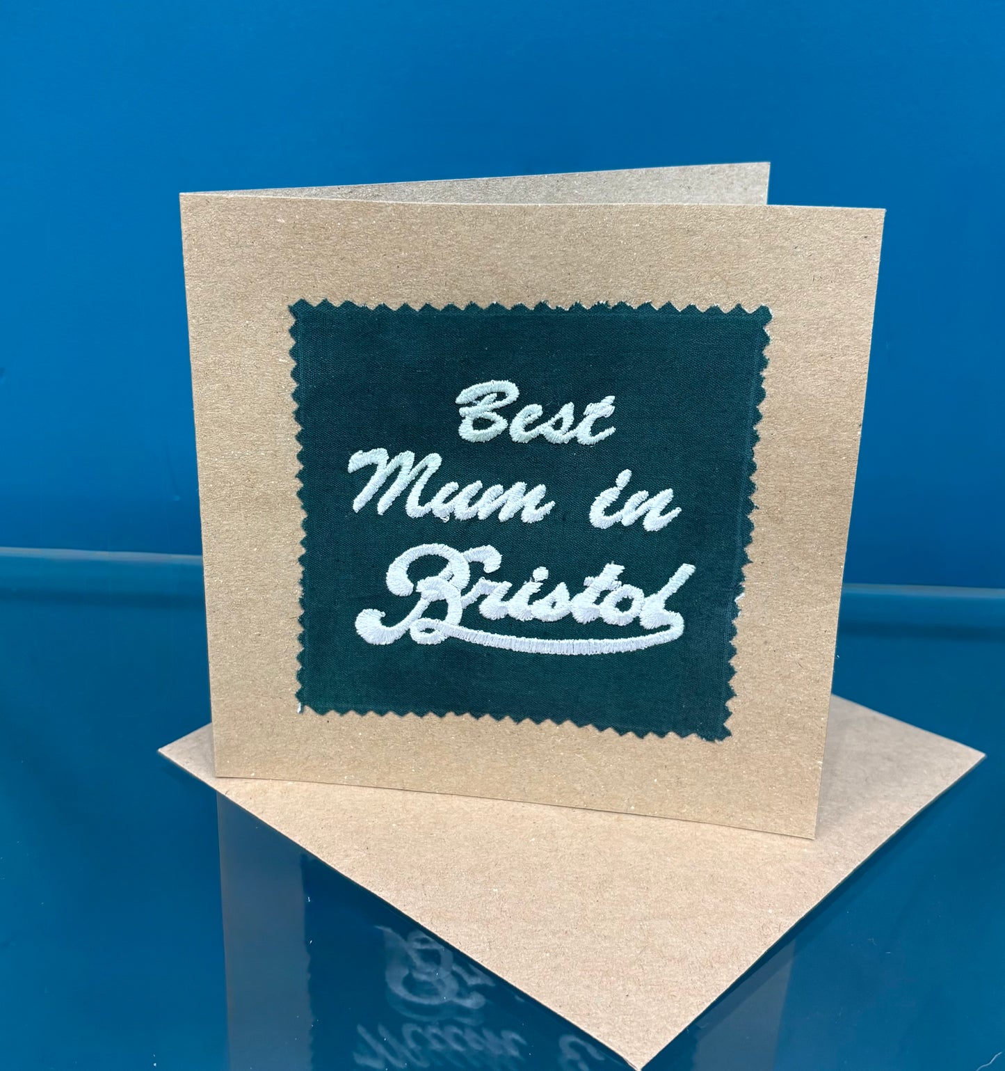 Bristol scroll Best mum in Bristol embroidered card