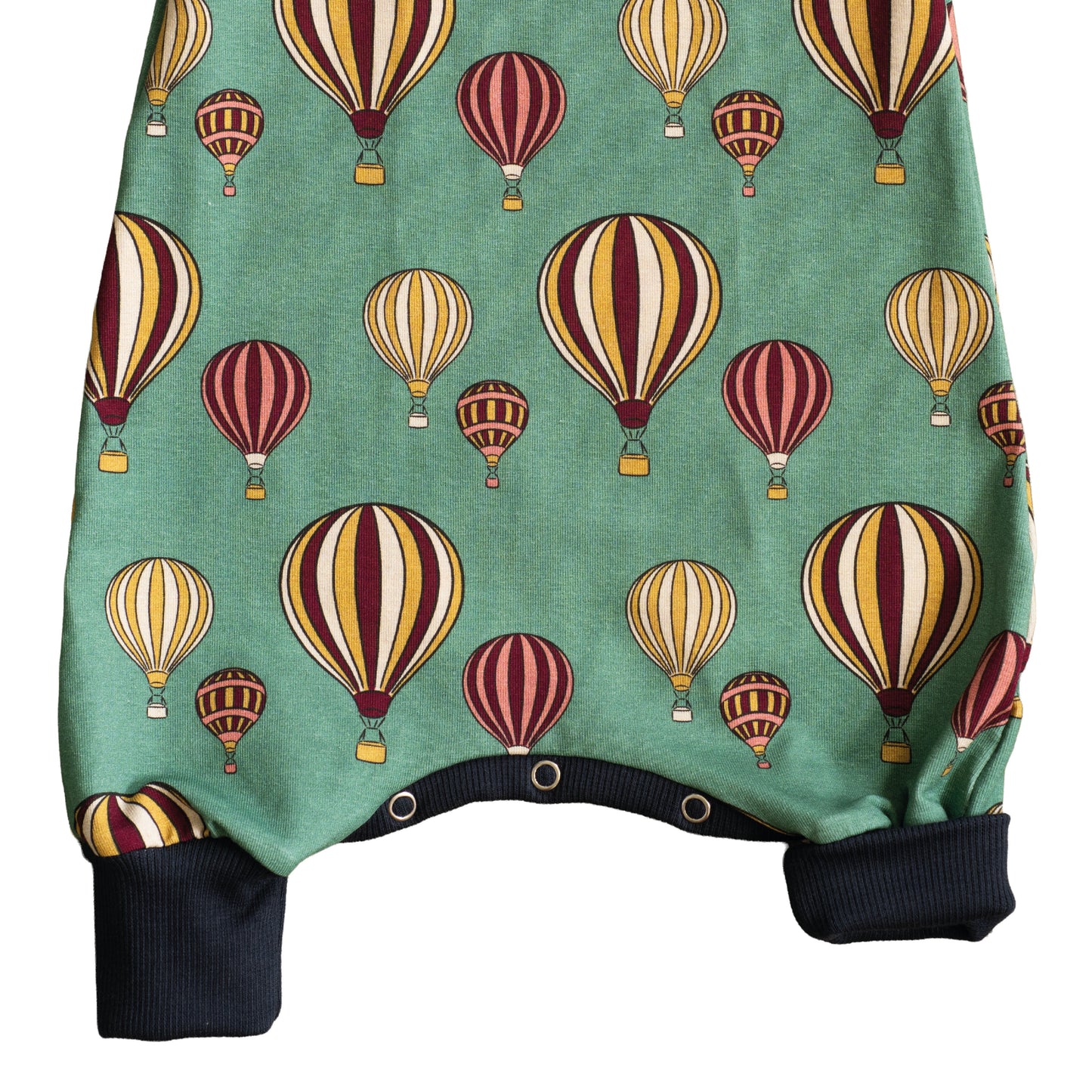 Hot Air Balloons on Green Organic Jersey Romper
