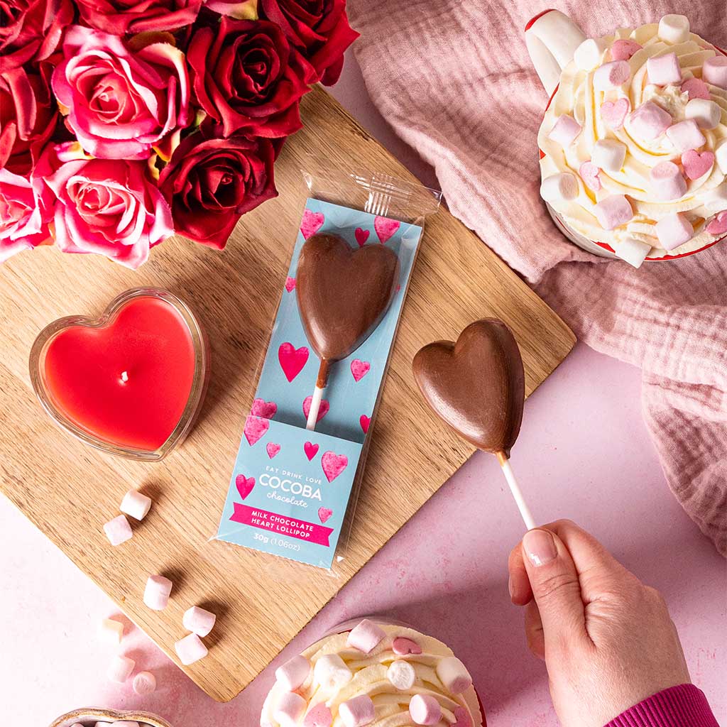 COCOBA MILK CHOCOLATE HEART LOLLIPOP