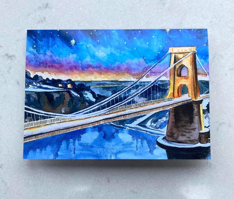 Hannah Stiles Winter bridge Suspension Bridge Card
