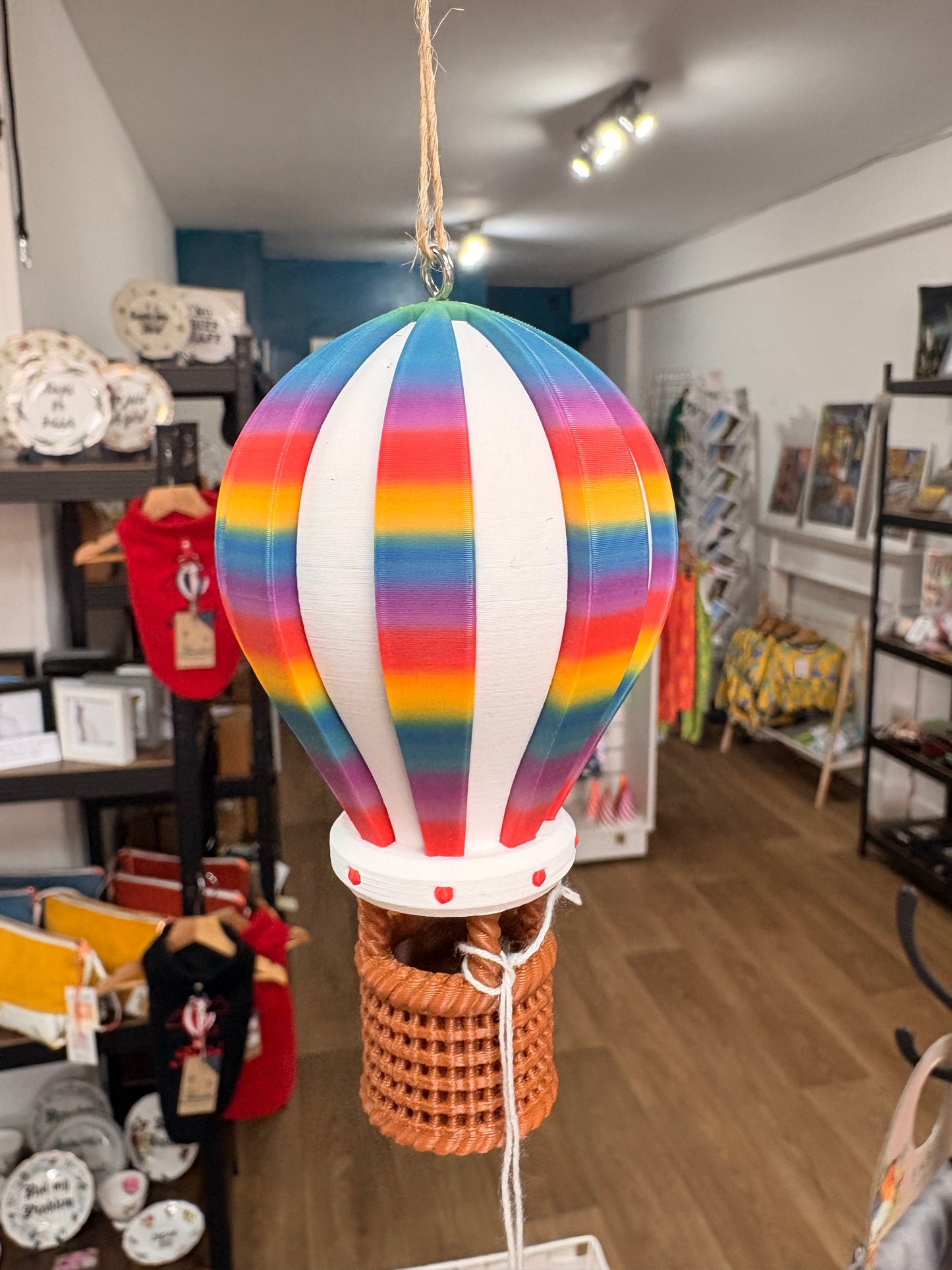 3D Printed Hot Air Balloon Decoration (11cm) | Colourful Hanging or Freestanding Balloon Ornament | Unique Gift UK