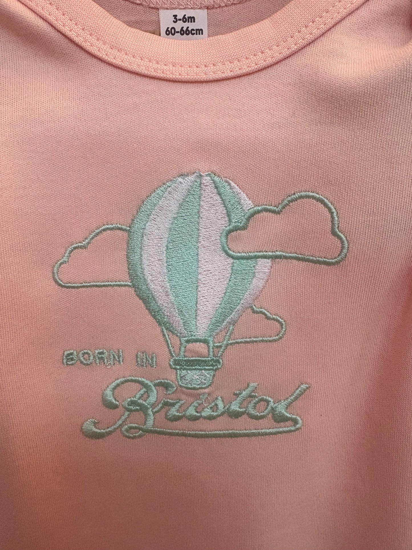 Born In Bristol Baby Pink Hot Air Balloon Bodysuit