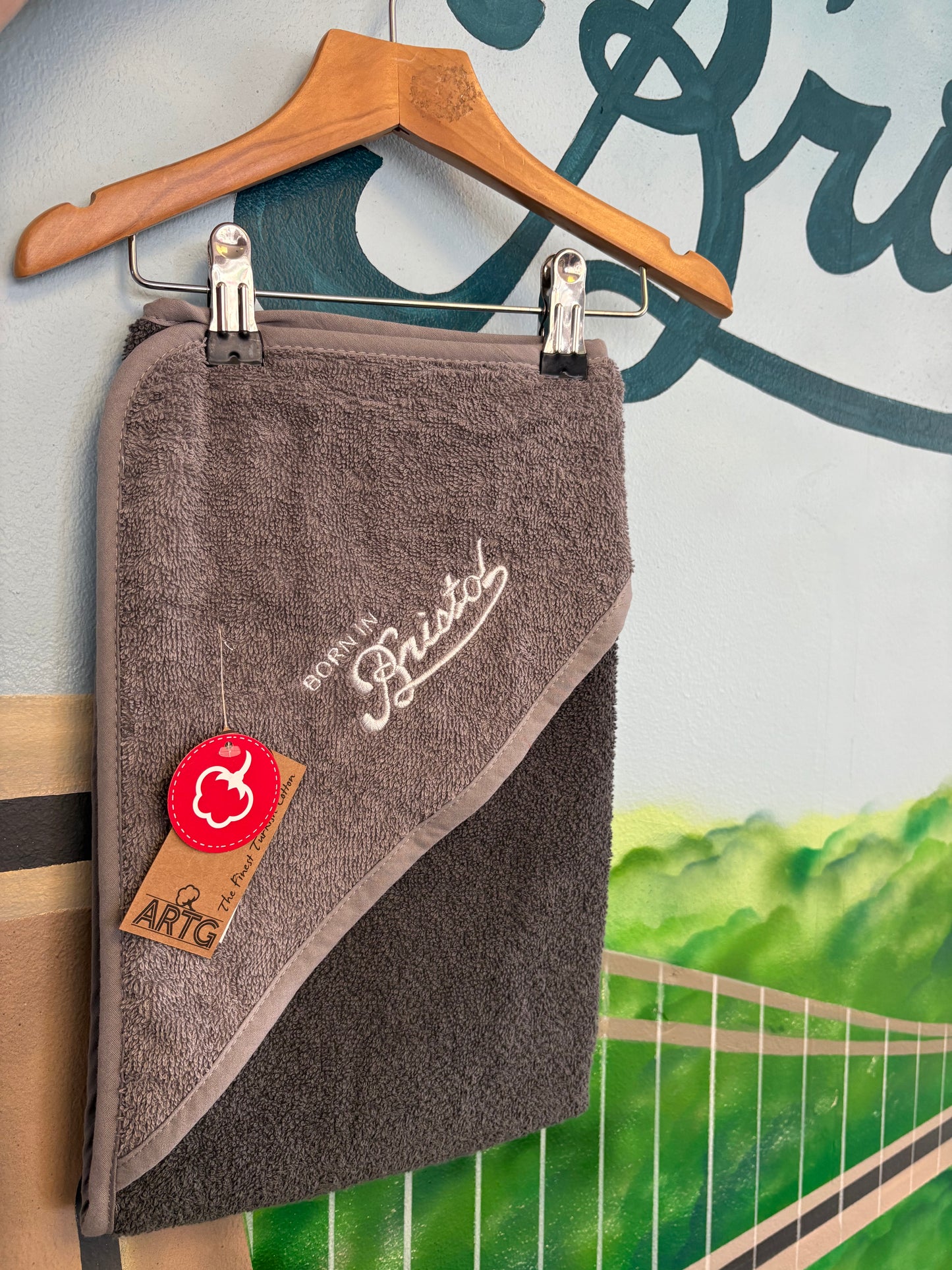 Born in Bristol hooded towel