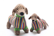 BEST YEARS KNITTED SAUSAGE DOG RATTLE, SUITABLE FROM BIRTH