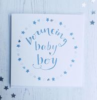 NEW BABY BOY CARD - BOUNCING BABY BOY CARD