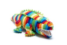 BEST YEARS KNITTED COLOURFUL CROCODILE SOFT TOY
