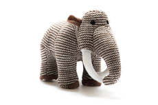 BEST YEARS WOOLLY MAMMOTH KNITTED DINOSAUR RATTLE BROWN STRIPE