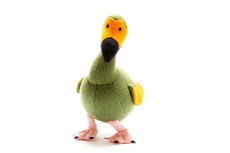 BEST YEARS KNITTED DODO SOFT TOY WITH ORANGE TAIL MOSS GREEN