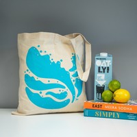 Blue Planet tote bag – screen printed cotton tote bag – blue waves design