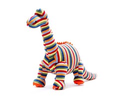 BEST YEARS KNITTED DIPLODOCUS SOFT TOY, COLOURFUL STRIPE