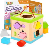 Woody Treasures Wooden Toys Shape Sorter for 1 Year Old - Baby Puzzles - Learning Centre for Colour and Shape Recognition - Quality Educational Toddler Toys for Boys and Girls