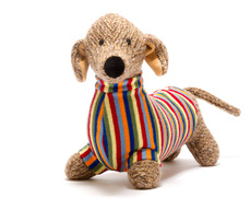 LARGE KNITTED SAUSAGE DOG SOFT TOY