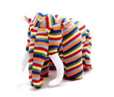 BEST YEARS COLOURFUL STRIPED WOOLEY MAMMOUTH DINOSAUR SOFT TOY