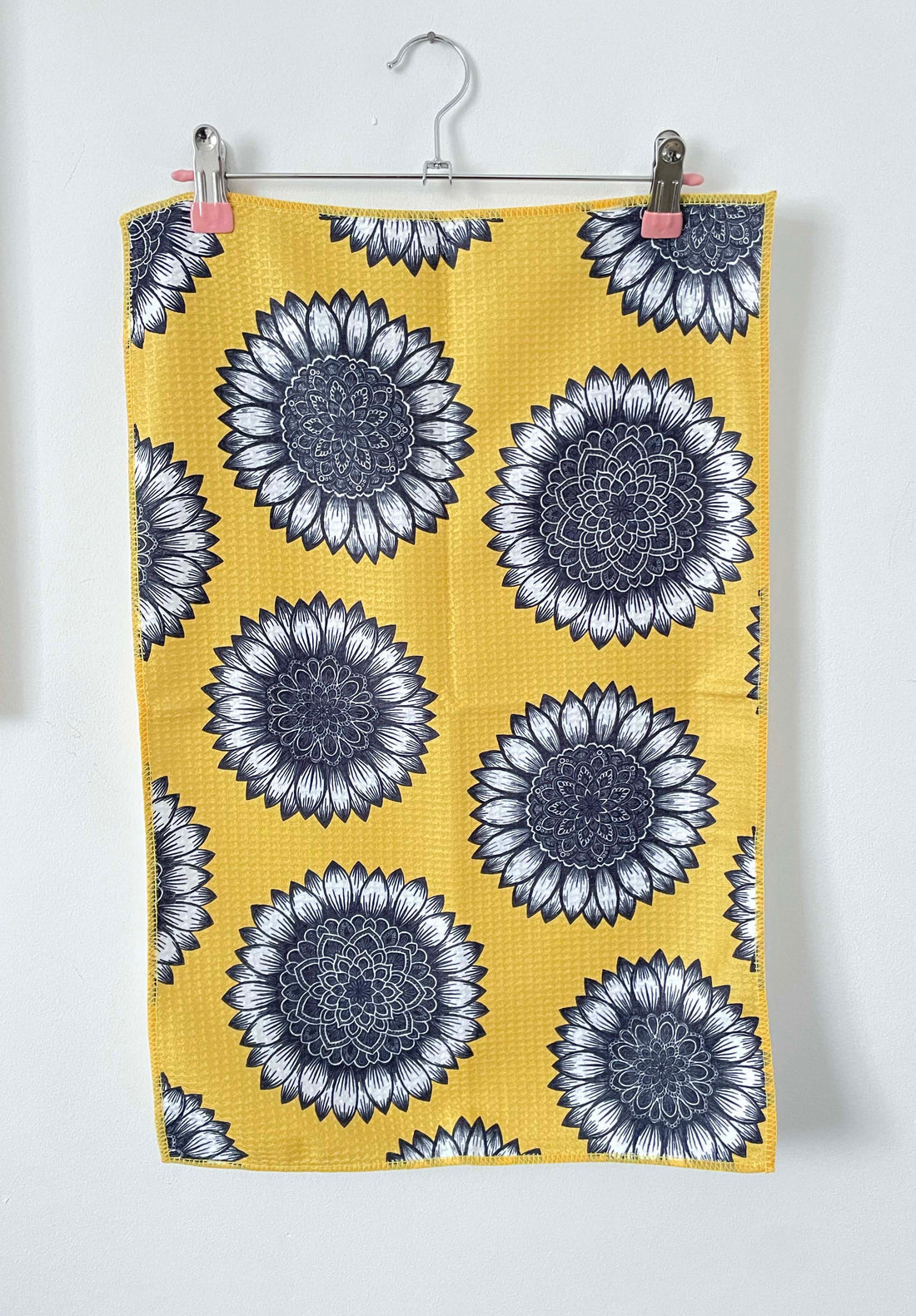 Sunflower Mandala Microfibre Waffle Tea Towel