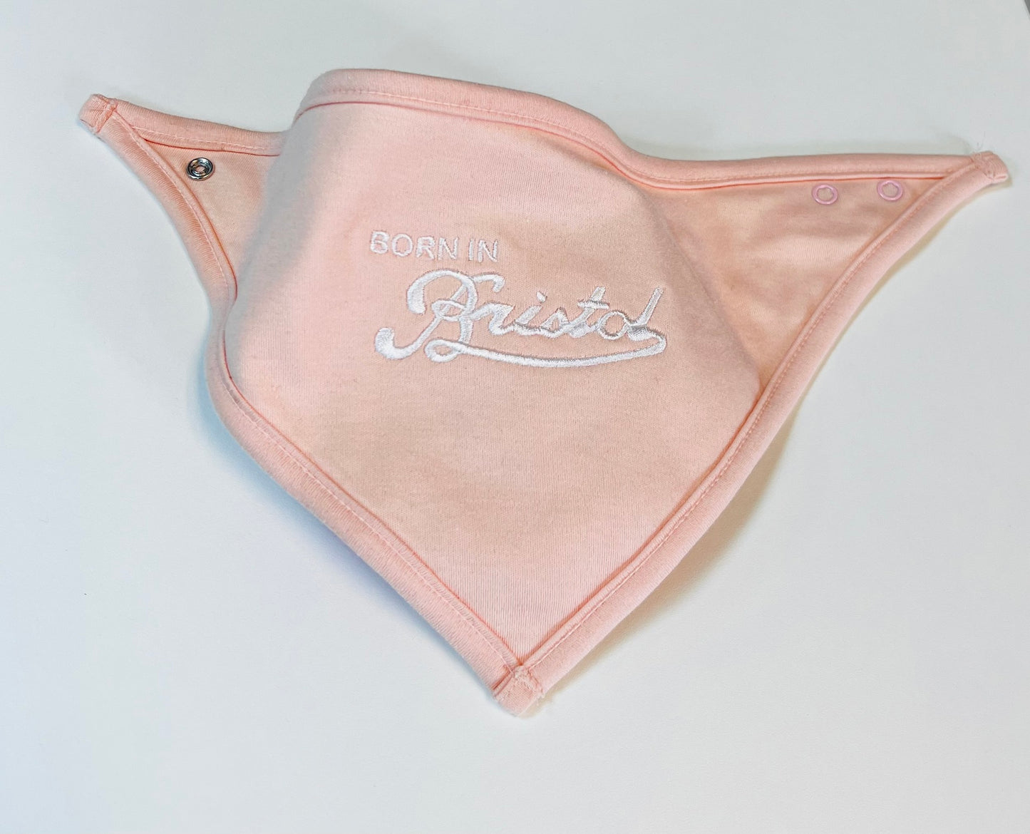 BORN IN BRISTOL EMBROIDERED BANDANA BIB
