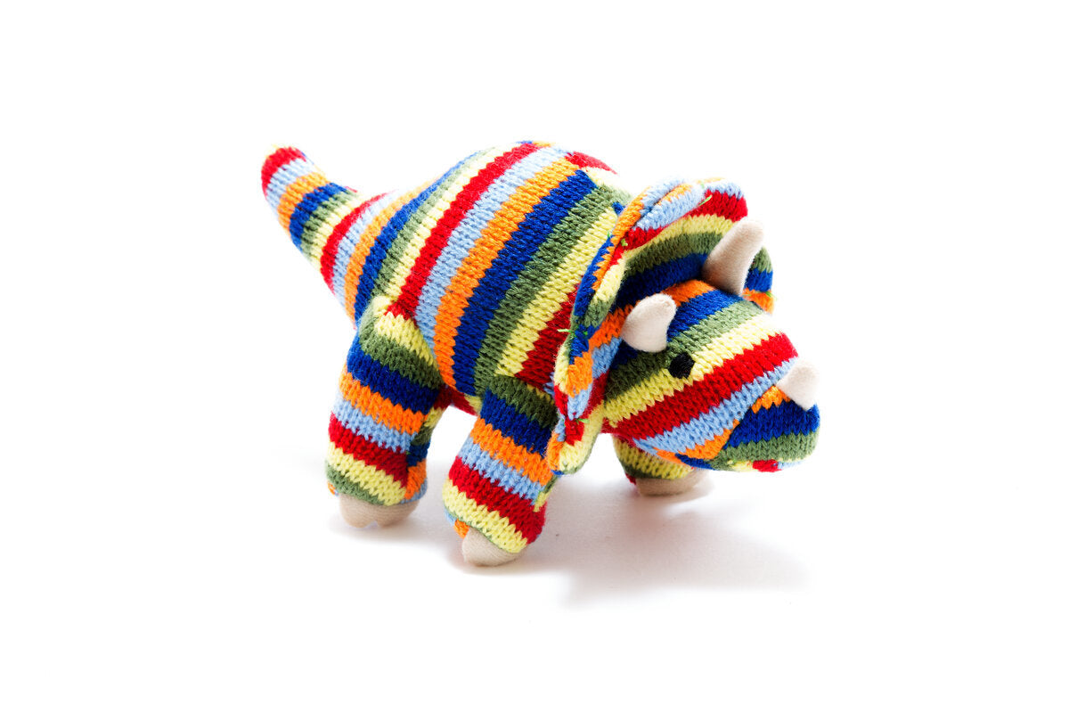 Best Years Triceratops Knitted Dinosaur Rattle