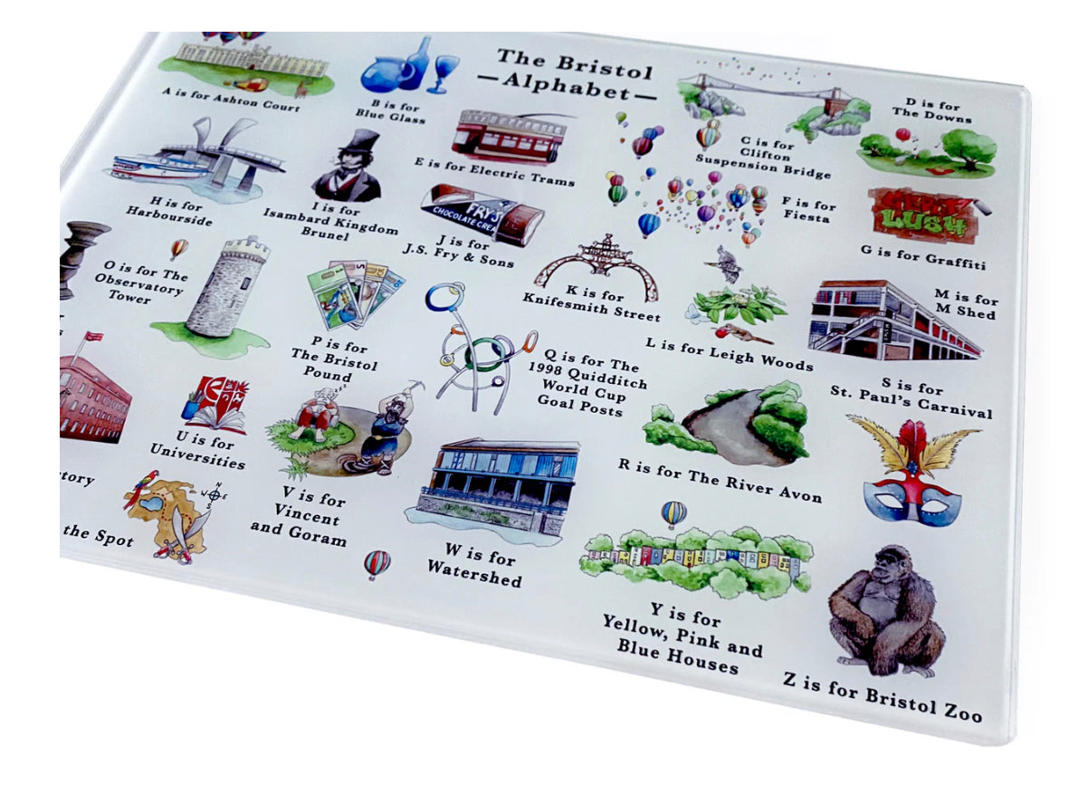 The Bristol Alphabet Glass Cutting Board