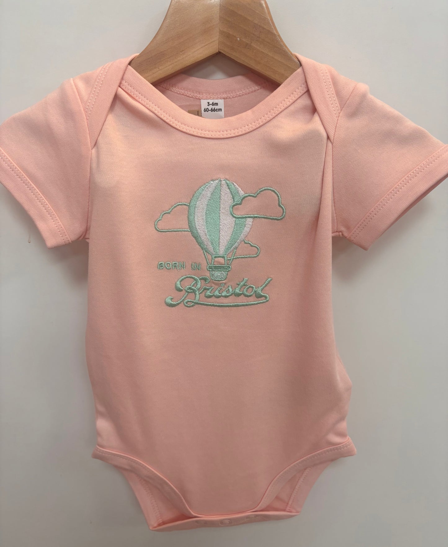Born In Bristol Baby Pink Hot Air Balloon Bodysuit