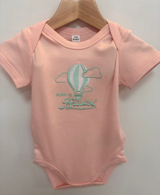 Born In Bristol Baby Pink Hot Air Balloon Bodysuit