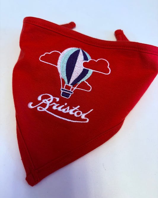 BORN IN BRISTOL HOT AIR BALLOON EMBROIDERED BIB