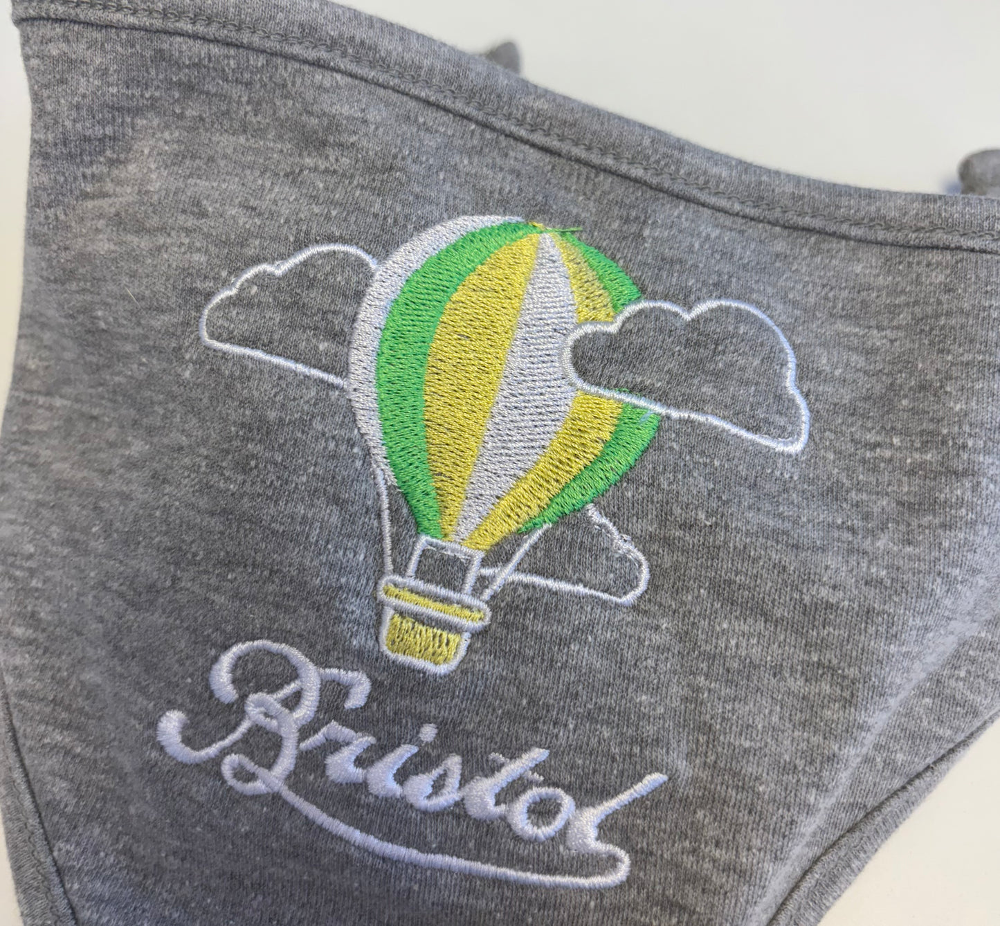 BORN IN BRISTOL HOT AIR BALLOON EMBROIDERED BIB
