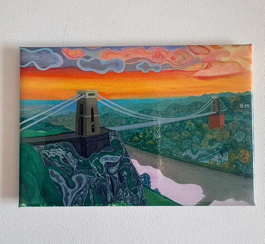 Duncan Knox Sunset Suspension Bridge (Fridge Magnet)