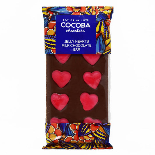 COCOBA JELLY HEARTS MILK CHOCOLATE BAR