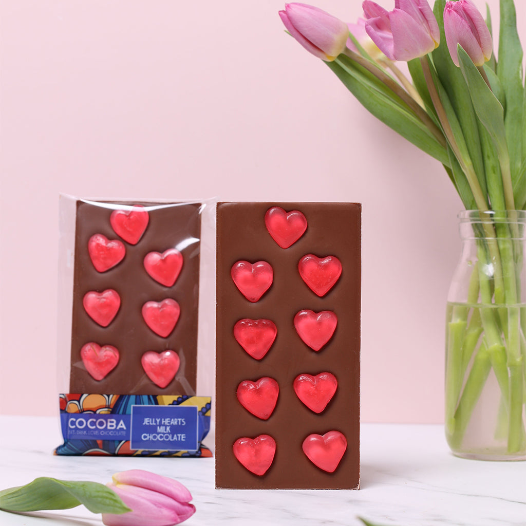 COCOBA JELLY HEARTS MILK CHOCOLATE BAR