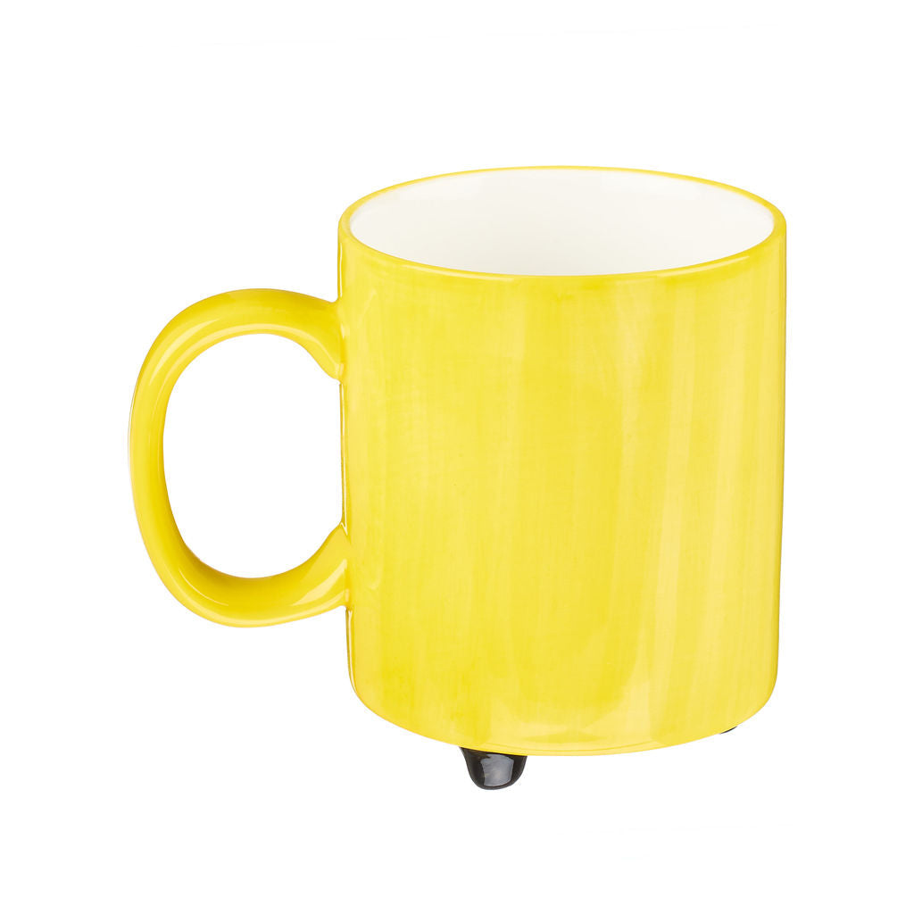 Other Lovely Things Hand painted yellow mug with black cat