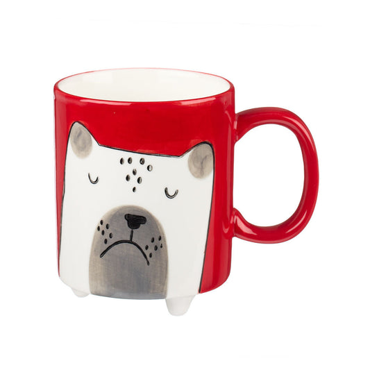 Other Lovely Things Hand painted red mug with dog illustration