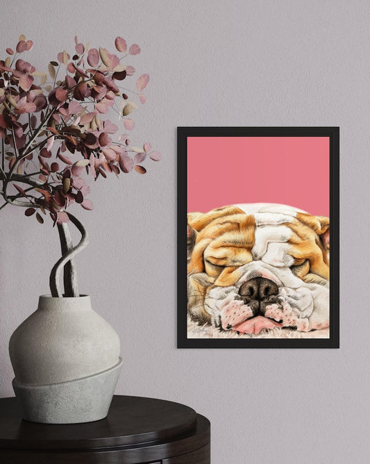 Hannah Stiles Sleeping Bulldog Print A4