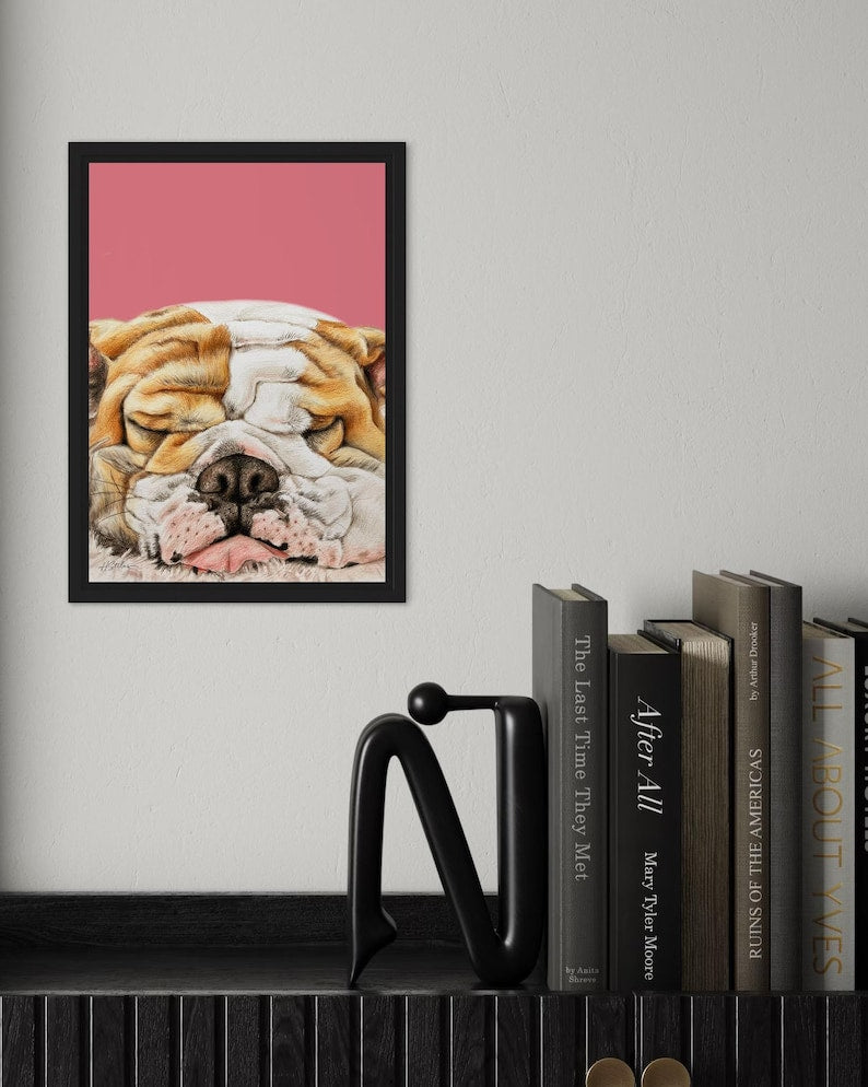 Hannah Stiles Sleeping Bulldog Print A4